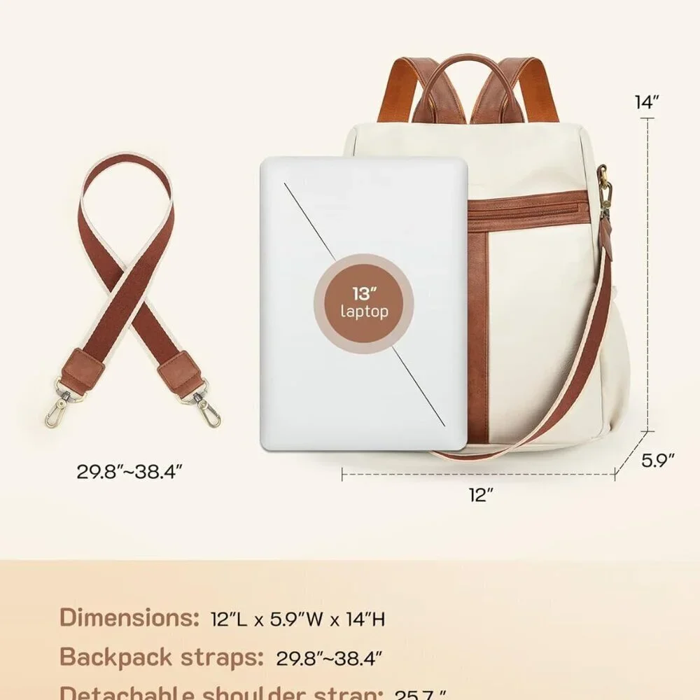 Women’s PU Leather Backpack Convertible Satchel Anti-theft Travel Work